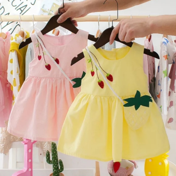 Baby Girl Strawberry Yellow Dress. New. Size 80 - Picture 3 of 6
